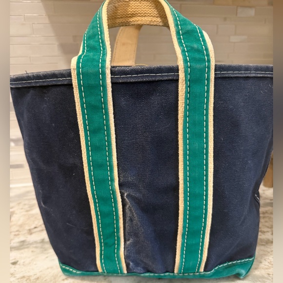 RARE Vintage LL Bean Boat & Tote Bag 80s Sawtooth Green & Navy Blue USA Rare! - Picture 5 of 9